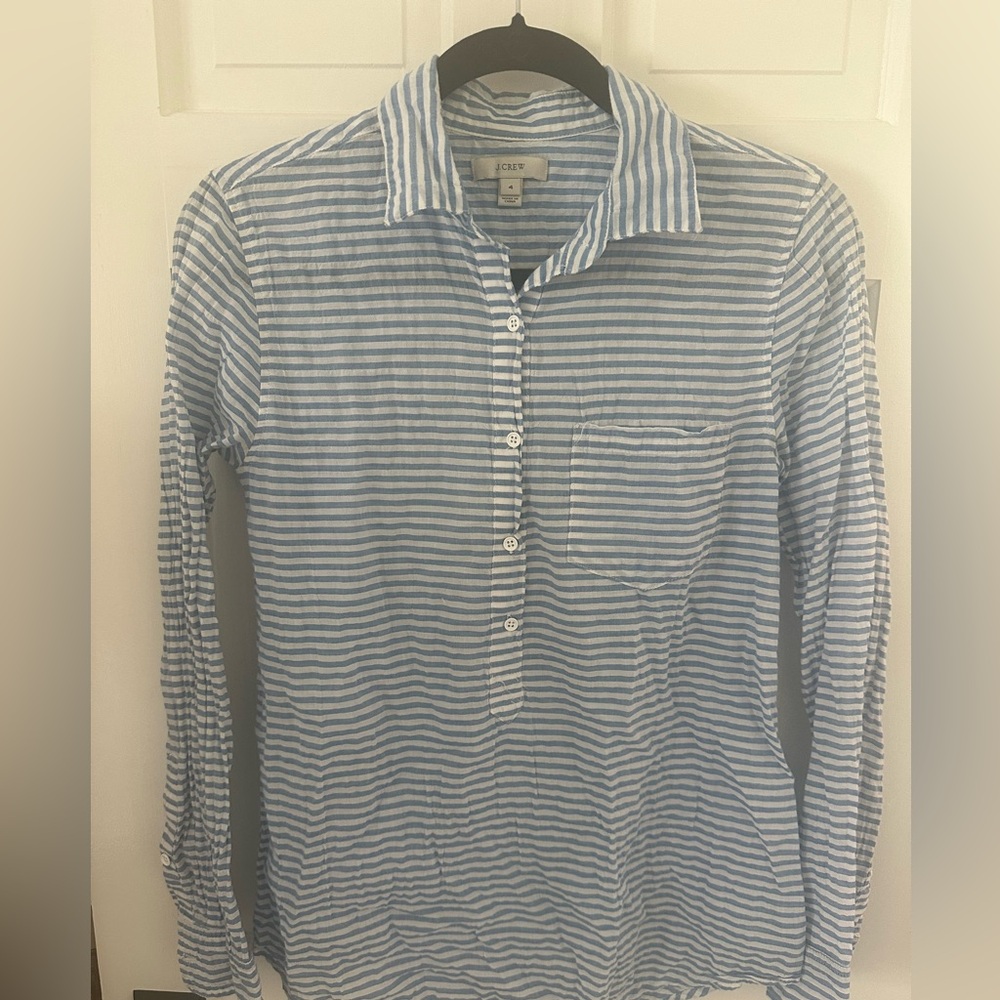 J Crew Size 4 Blue & White Shirt